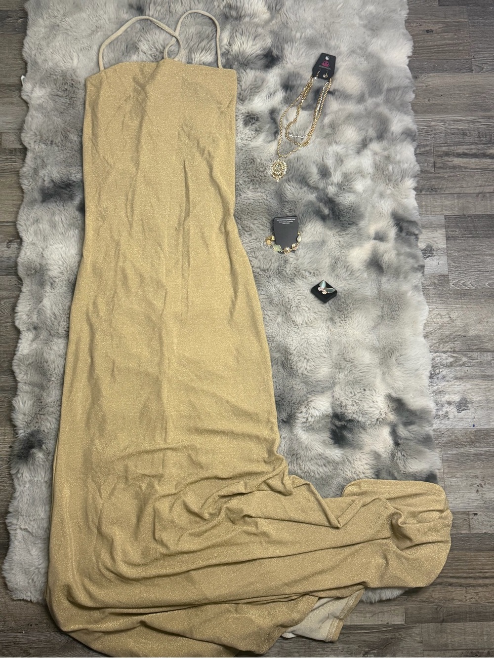SHEIN Gold Metallic Maxi Slip Dress